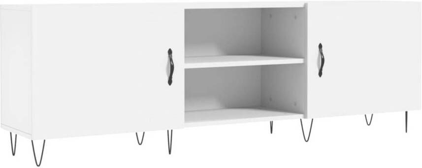 The Living Store Televisiekast Hout en Ijzer 150 x 30 x 50 cm Wit