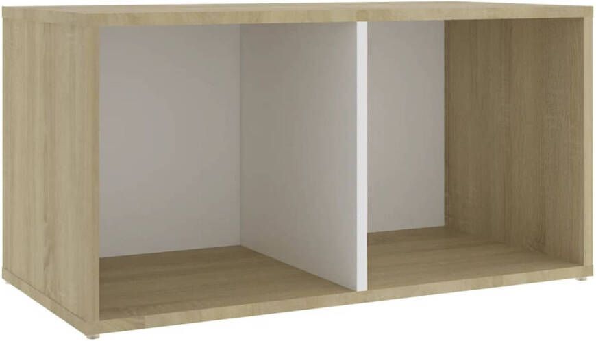The Living Store Tv-meubel 72x35x36-5 cm spaanplaat wit en sonoma eikenkleurig Kast