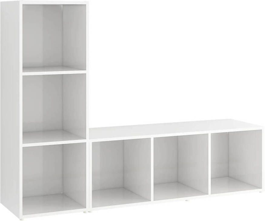 The Living Store Televisiekast Klassiek Hoogglans wit 107x35x37cm