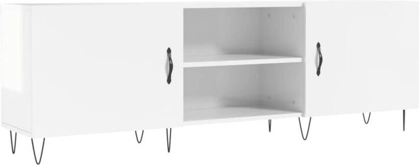 The Living Store Televisiekast Oakland Tv-meubel Hoogglans wit 150 x 30 x 50 cm Bewerkt hout en ijzer - Foto 1