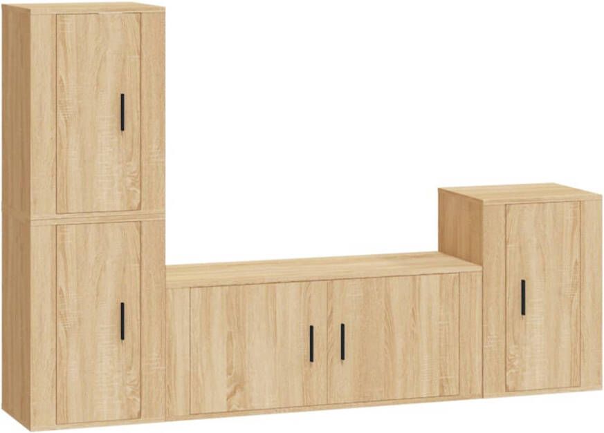 The Living Store Televisiekast Set Sonoma Eiken 1x 100x34.5x40cm 3x 40x34.5x60cm