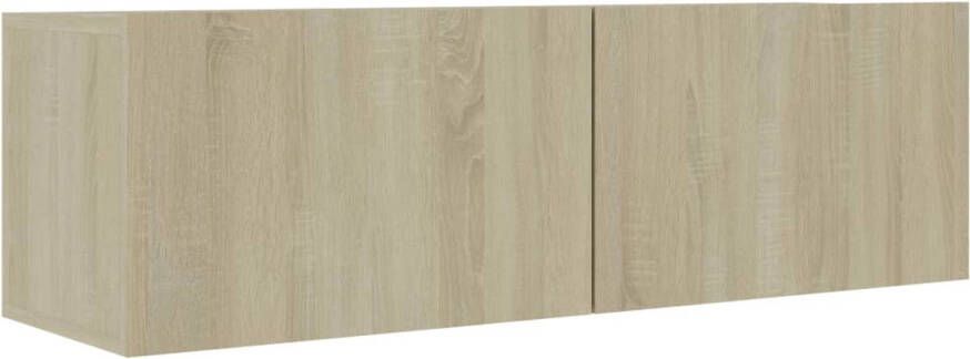 The Living Store Televisiekast Sonoma Eiken 100x30x30 cm Bewerkt hout Bevat 2 neerklapbare deuren - Foto 1