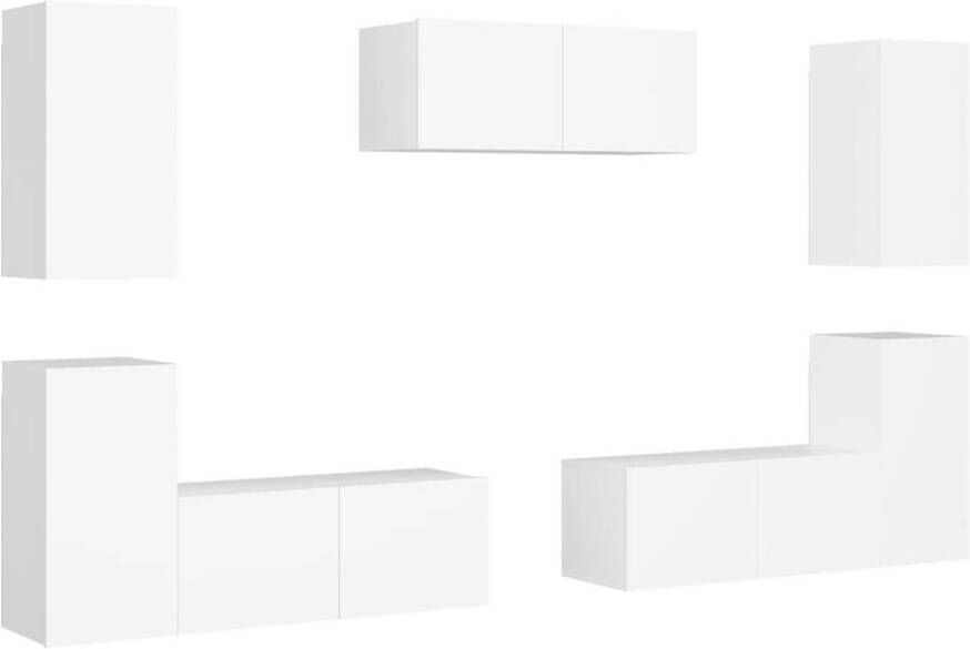 The Living Store Televisiekast Trendy Design Meerdere Vakken Eenvoudig te Onderhouden Wit Spaanplaat 80 x 30 x 30 cm (L) 30.5 x 30 x 60 cm (M) Montage Vereist 3 x tv-meubel (L) 4 x tv-meubel (M) - Foto 1