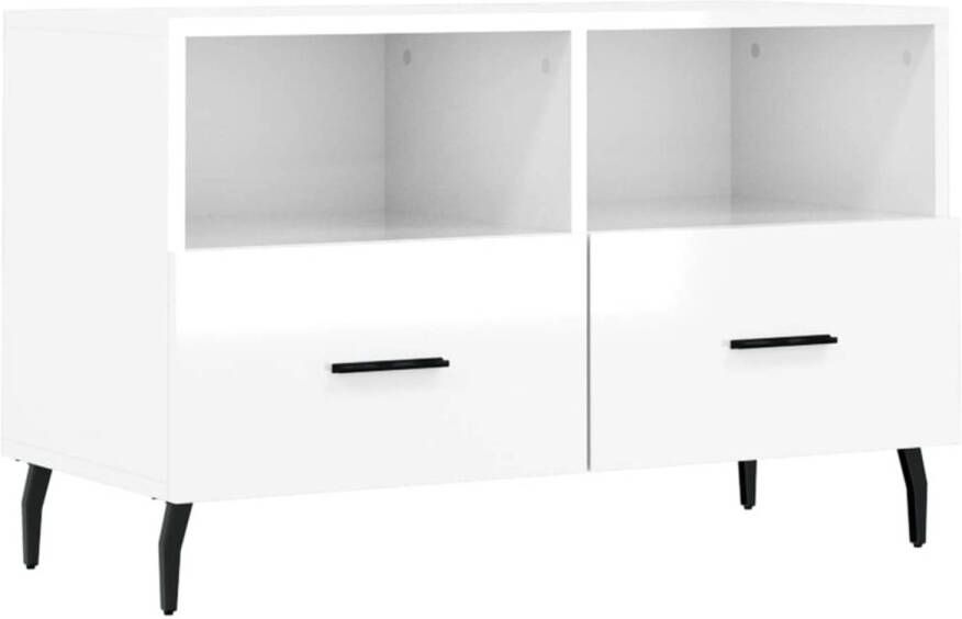 The Living Store Televisiekast Trendy en praktisch TV-meubel Afmeting- 80 x 36 x 50 cm Kleur- Hoogglans wit