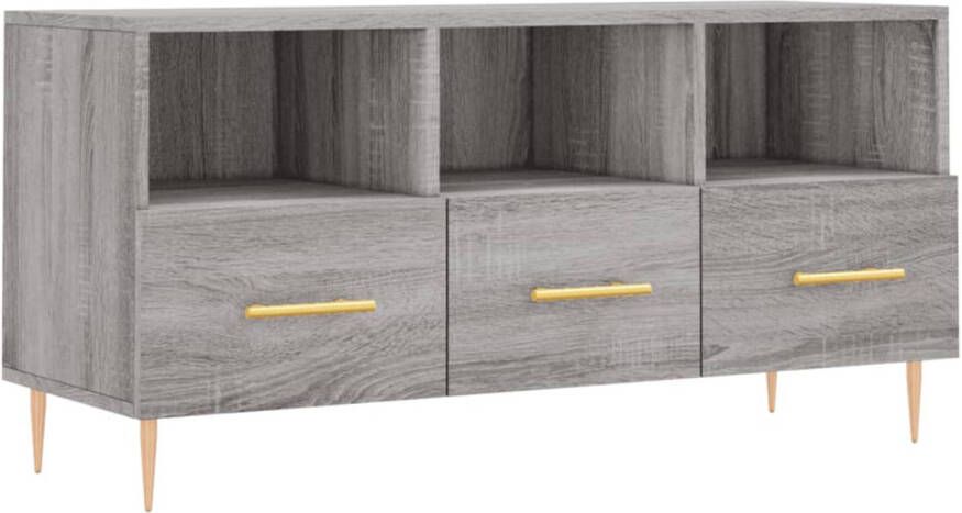 The Living Store Televisiekast Trendy Grijs Sonoma Eiken 102 x 36 x 50 cm Bewerkt hout en ijzer