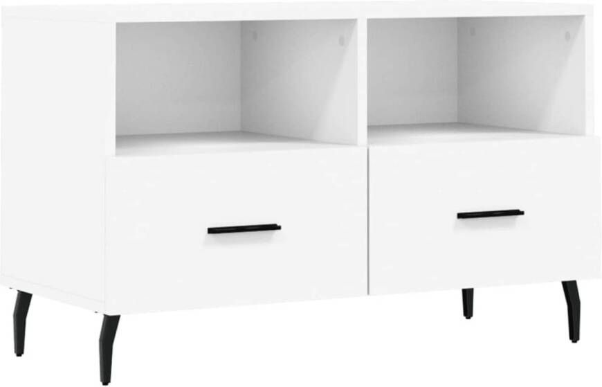 The Living Store Televisiekast Trendy Wit 80 x 36 x 50 cm Hout en ijzer