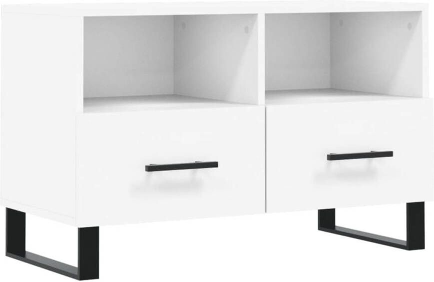 The Living Store Televisiekast Trendy Wit 80x36x50 cm Hout en IJzer