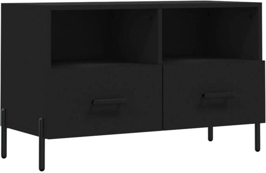 The Living Store Televisiekast Trendy Zwart 80x36x50 cm Stevig Hout en IJzer - Foto 1