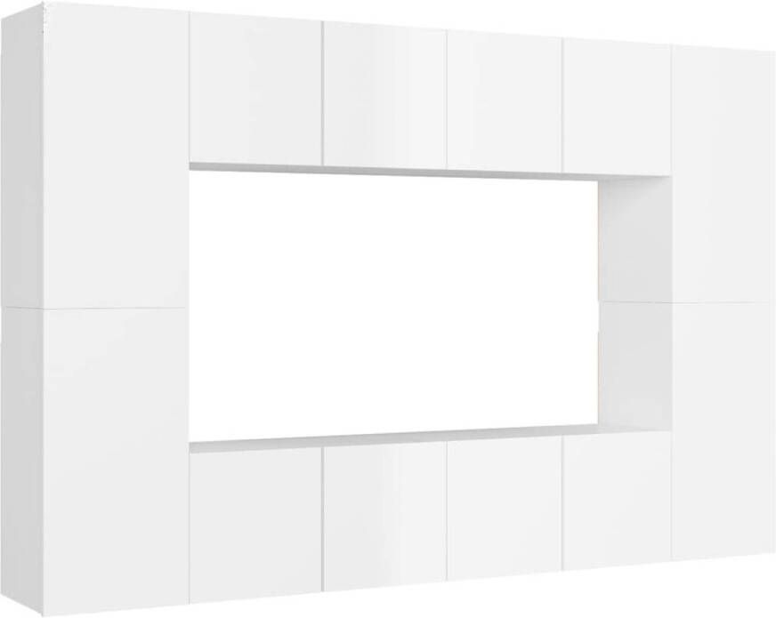 The Living Store Televisiekast TV-meubel voor aan de muur Hoogglans wit Spaanplaat Afmetingen (L)- 60 x 30 x 30 cm Afmetingen (M)- 30.5 x 30 x 60 cm Montage vereist Levering bevat- 4 x tv-meubel (L) 4 x tv-meubel (M)