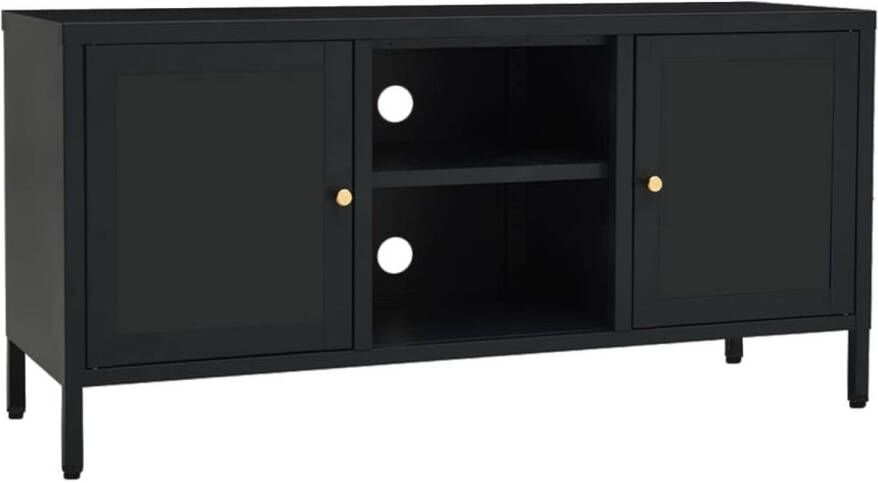 The Living Store Televisiekast Zwart 105 x 35 x 52 cm Stalen constructie