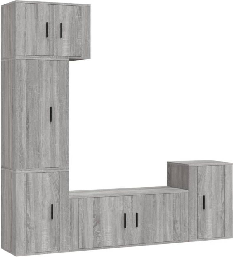 The Living Store Televisiekastenset 3 57 x 34.5 x 40 cm Grijs Sonoma Eiken Televisiesectie Tv Kast Salontafel Houten Tv Stand Grijze Tv Kast