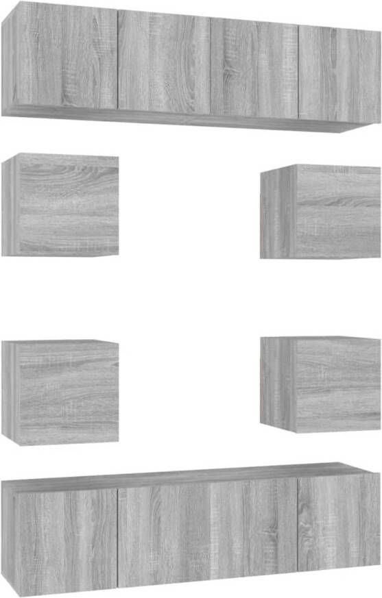 The Living Store Televisiekastenset Classic Grey Sonoma Eiken Wandgemonteerd 60x30x30 cm en 30.5x30x30 cm hoogwaardig hout