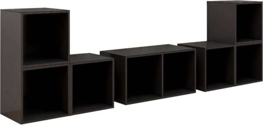 The Living Store Televisiekastenset Klassiek Design Opbergmogelijkheden Horizontaal Verticaal Grijs Spaanplaat Montage nodig 6x TV-meubel