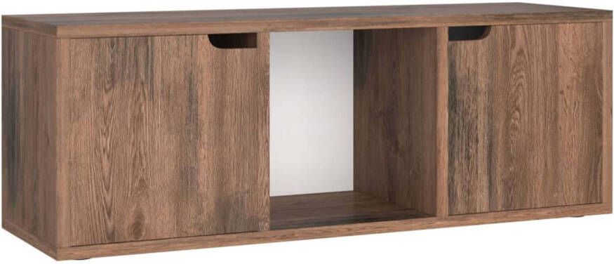 The Living Store Televisiemeubel Gerookt Eiken 88.5 x 27.5 x 30.5 cm Massieve Constructie