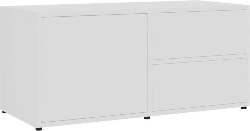 The Living Store TV-meubel Bewerkt Hout 80 x 34 x 36 cm Wit 2 lades en 1 vak met deur