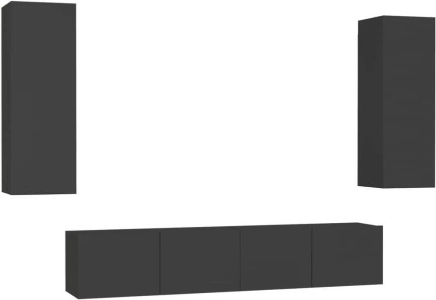 The Living Store Televisiemeubel Stereokast TV-meubel (L) en (M) Zwart 80x30x30 cm en 30.5x30x90 cm - Foto 1