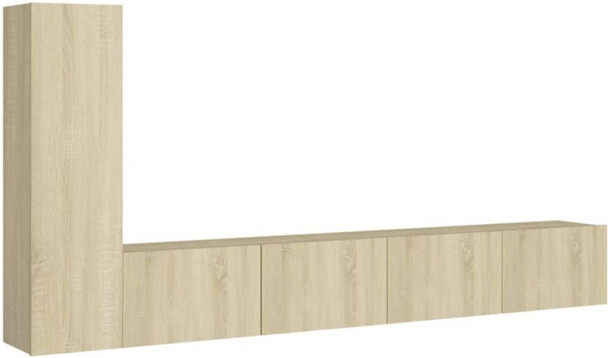 The Living Store Televisiemeubelset 30.5 x 30 x 110 cm 100 x 30 x 30 cm Ken- kleur- sonoma eiken Materiaal- spaanplaat Montage vereist Tv-meubel Salontafel Houten Tv-stand Houten Kasten Wandmontage
