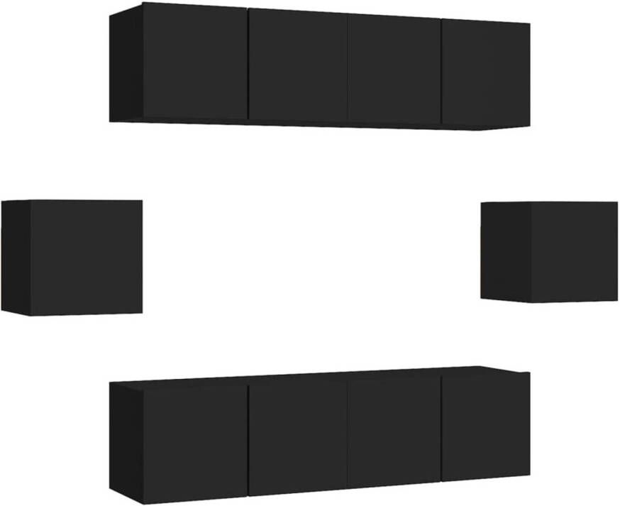 The Living Store Televisiemeubelset 60x30x30 cm Zwart Spaanplaat Televisiescherm Kast Wandmontage Tv Meubelset Tv Kasten Salontafel