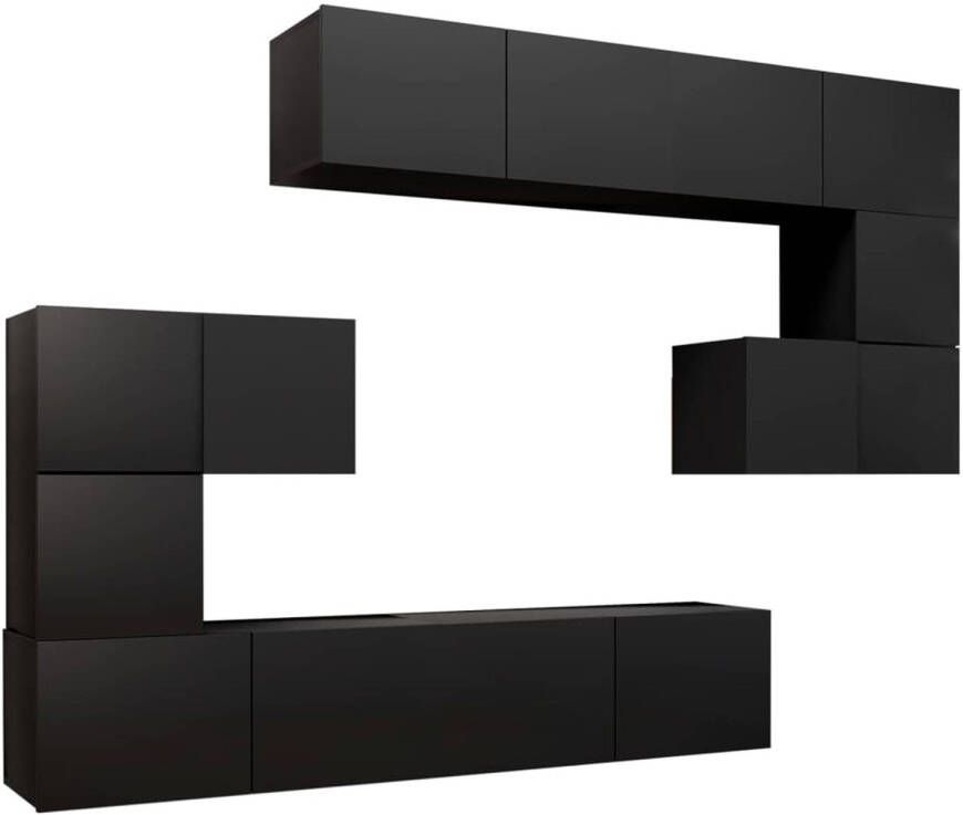 The Living Store Televisiemeubelset hangend spaanplaat zwart 80x30x30cm 60x30x30cm 30.5x30x30cm - Foto 1