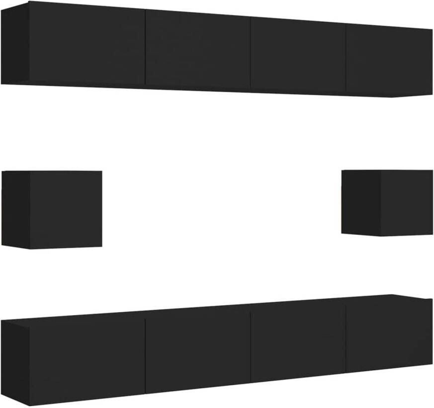 The Living Store Televisiemeubelset naam van de Wandbevestiging Kleur- zwart Materiaal- spaanplaat Montage vereist Inclusief- 4 x televisiemeubel- 100 x 30 x 30 cm (B x D x H) 2 x televisiemeubel- 30.5 x 30 x 30 cm (B x D x H) - Foto 1