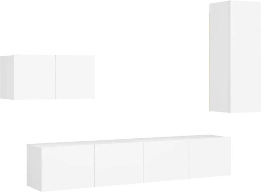 The Living Store Televisiemeubelset niet vermeld Tv-meubel Set van 4 Kleur- wit Materiaal- spaanplaat Maten- 60x30x30 cm 30.5x30x90 cm 80x30x30 cm