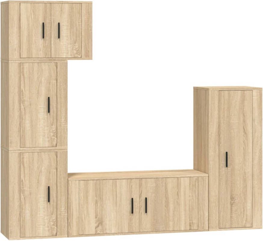 The Living Store Televisiemeubelset Sonoma Eiken 57 x 34.5 x 40 cm 40 x 34.5 x 100 cm 100 x 34.5 x 40 cm 40 x 34.5 x 60 cm Wandgemonteerd