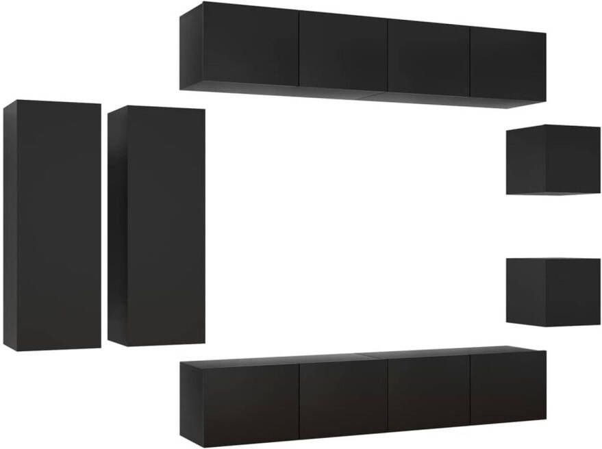The Living Store Televisiemeubelset Stereokasten Zwart Montage vereist 2x30.5x30cm 2x30.5x90cm 4x80x30cm