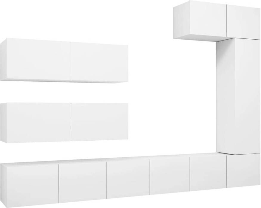 The Living Store televisiemeubelset wit spaanplaat 80 x 30 x 30 cm modern design veel opbergruimte aan de muur bevestigd eenvoudig te reinigen montage vereist