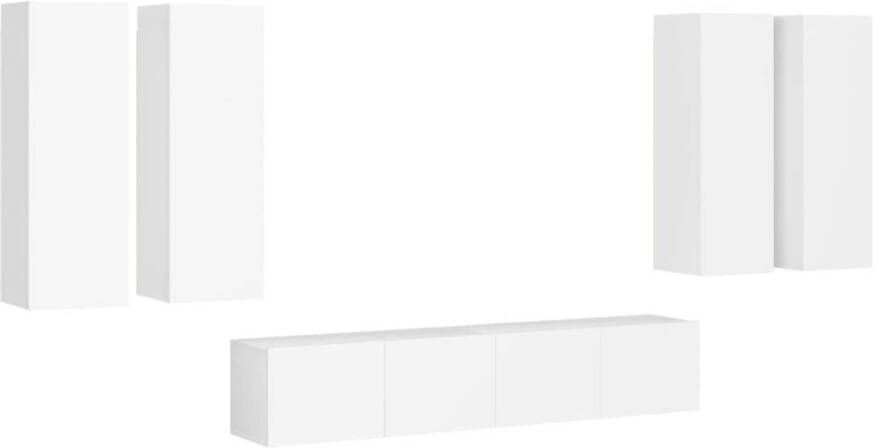 The Living Store televisiemeubelset wit spaanplaat 80x30x30 cm 30.5x30x90 cm schoon te maken met vochtige doek