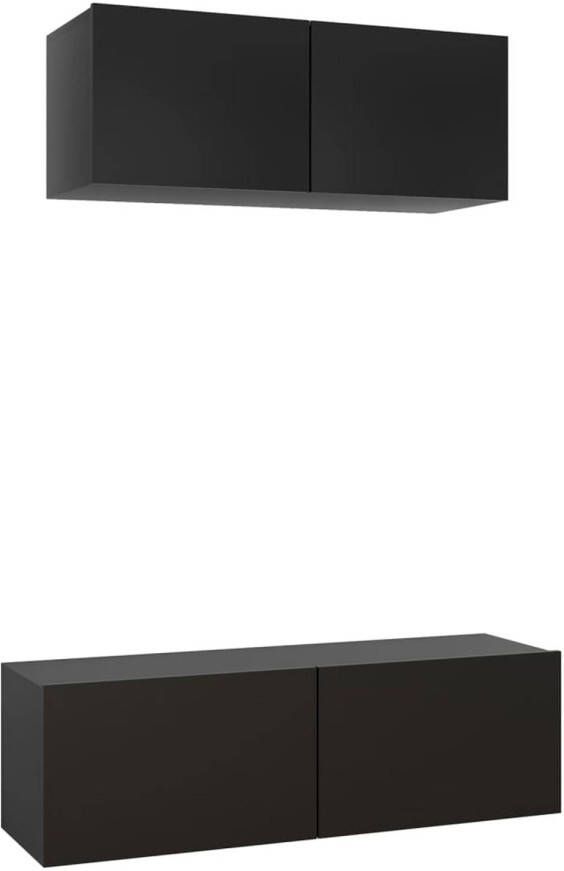 The Living Store Televisiemeubelset Zwart Spaanplaat Montage vereist 100x30x30 cm en 80x30x30 cm Praktisch en opvallend
