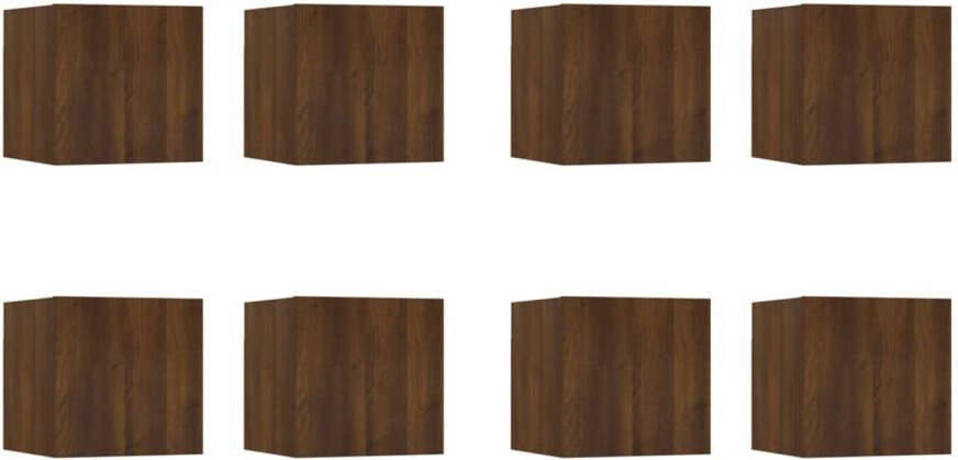 The Living Store Televisiewandmeubelen Bruineiken 30.5x30x30cm 4 vakken Televisiescherm Kastje Tv Meubel Houten Tv Kast Wandmontage Tv Bergruimte Tv