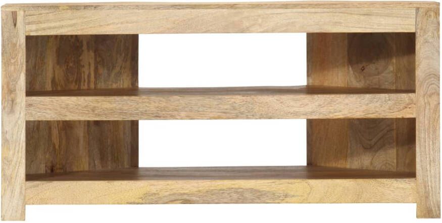 The Living Store Tv-hoekkast Massief Mangohout 90 x 45 x 45 cm Met 2 open schappen