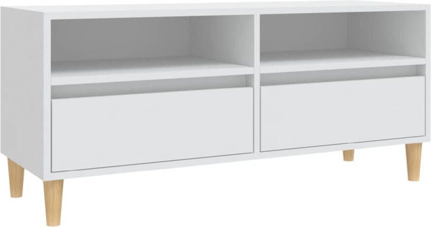 The Living Store Tv-kast Classic Hout 100 x 34.5 x 44.5 cm Wit