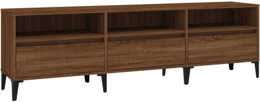 The Living Store Tv-meubel 150x30x44 5 cm bewerkt hout bruineikenkleurig - Foto 1