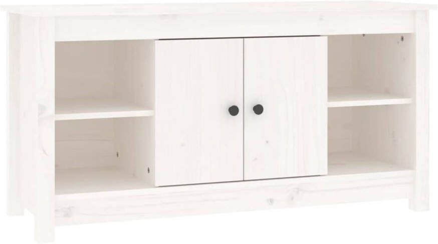 The Living Store Tv-meubel 103x36-5x52 cm massief grenenhout wit Kast