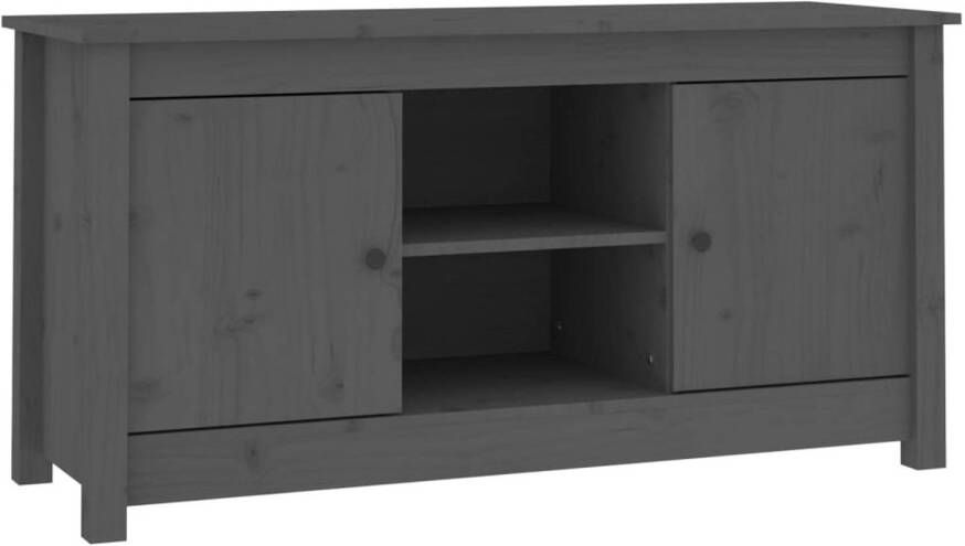 The Living Store Tv-meubel 103x36-5x52 cm massief grenenhout grijs Kast