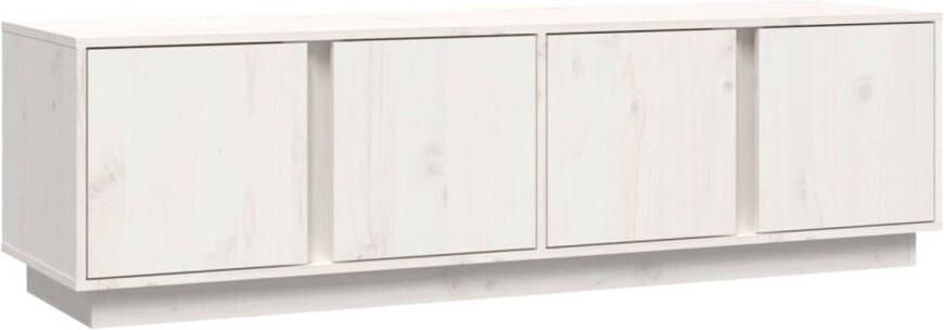 The Living Store Tv-kast Grenenhout 140 x 40 x 40 cm Wit