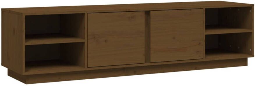 The Living Store Tv-meubel 156x40x40 cm massief grenenhout honingbruin Kast - Foto 1