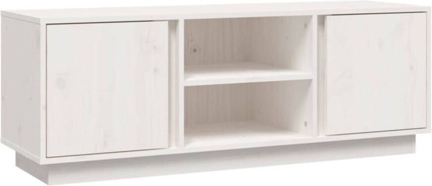 The Living Store TV-meubel Massief Grenenhout 110 x 35 x 40.5 cm Wit