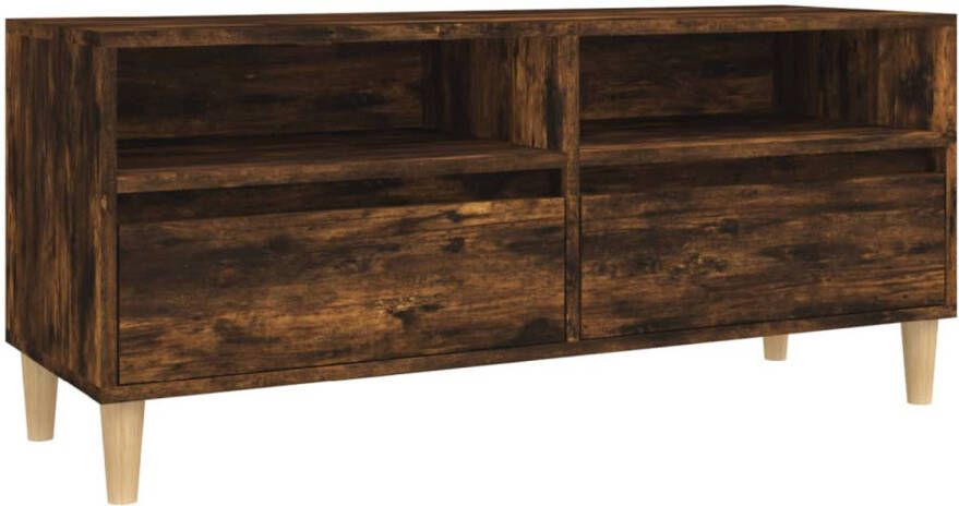 The Living Store Tv-meubel 100x34-5x44-5 cm bewerkt hout gerookt eikenkleurig Kast - Foto 1