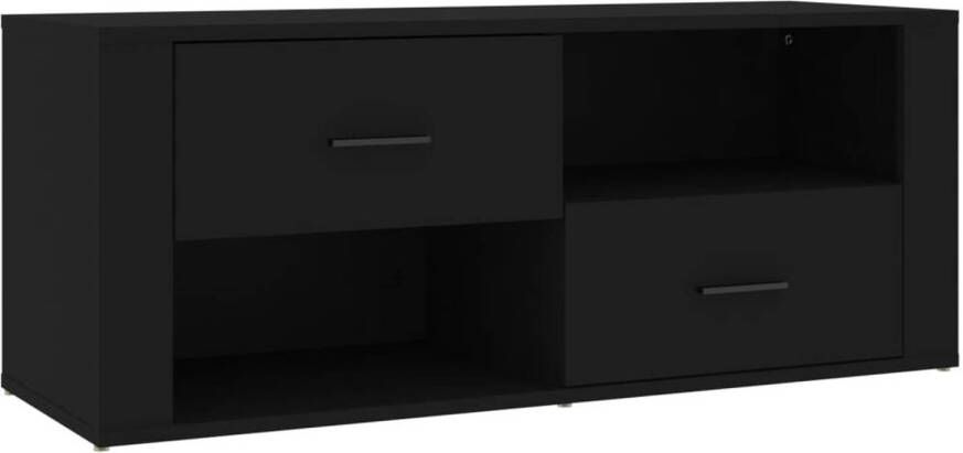The Living Store Tv-meubel 100x35x40 cm bewerkt hout zwart - Foto 1