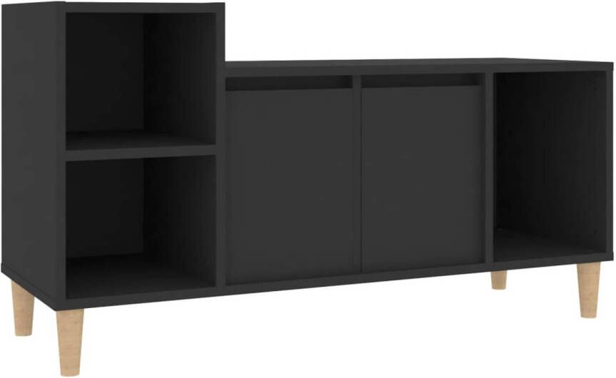 The Living Store TV-kast Klassiek Materiaal- Hout Kleur- Zwart Afmetingen- 100x35x55 cm Met opbergruimte Stevig blad