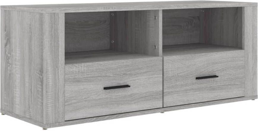 The Living Store Tv-meubel 100x35x40 cm bewerkt hout grijs sonoma eikenkleurig Kast