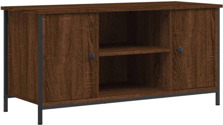 The Living Store TV-Kast Vintage Bruineiken 100 x 40 x 50 cm Duurzaam hout en ijzer Opbergruimte en uitstal functie - Foto 1