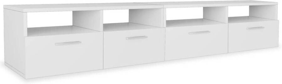 The Living Store Tv-kasten Spaanplaat 95 x 35 x 36 cm Matwit Set van 2 Tv-kast Tv-meubel Houten Tv-kast Witte Tv-kast Boekenplank