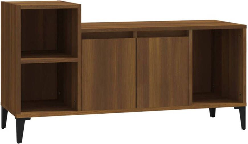 The Living Store Tv-meubel 100x35x55 cm bewerkt hout bruineikenkleurig Kast - Foto 1