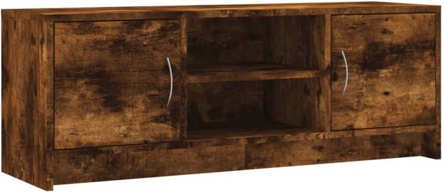 The Living Store Tv-meubel 102x30x37-5 cm bewerkt hout gerookt eikenkleurig Kast