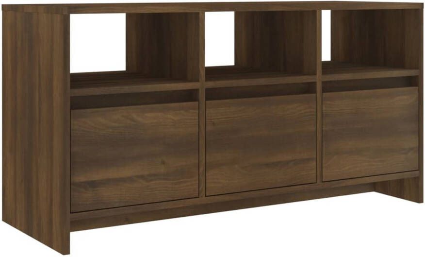 The Living Store TV-meubel stabiliteit en duurzaamheid laden en schappen bruineiken spaanplaat 102 x 37.5 x 52.5 cm montage vereist
