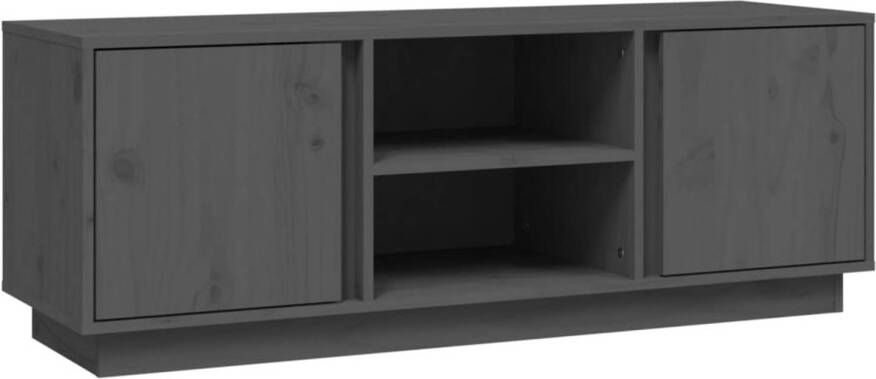 The Living Store Tv-meubel 110x35x40-5 cm massief grenenhout grijs Kast