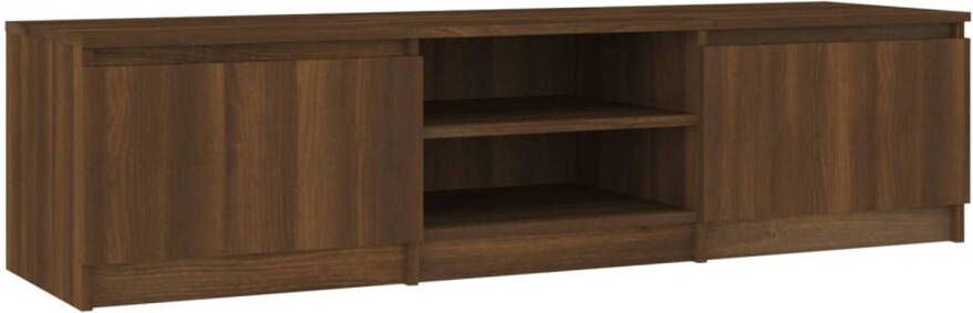 The Living Store Tv-meubel 140x40x35-5 cm bewerkt hout bruineikenkleurig Kast